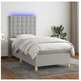  Krevet box spring s madracem LED svjetlosivi 100x200 cm tkanina | shoptok.hr