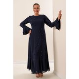 By Saygı B.b Crepe Long Dress with Flounce Sleeves and Hem | Shoptok.si