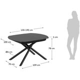 Kave Home Raztegljiva jedilna miza z dodatno ploščo s keramično ploščo 100x130 cm Yodalia – | Shoptok.si