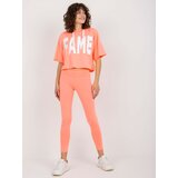 Fashion Hunters Fluo orange women's sports set with inscriptions | shoptok.hr