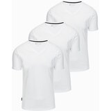 Ombre Set of shirts with V neckline and elastane and subtle logo 3-pack Cene