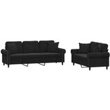 vidaXL 2-dijelni set sofa s jastucima crni baršunasti Cijene