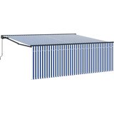  Skrovita tenda Plava i bijela 400 × 300 cm Poliester i aluminij | shoptok.hr