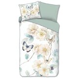 Descanso Bijela/zelena posteljina za krevet za jednu osobu/za produženi krevet od pamučnog satena 140x220 cm Adiwanya – u