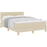 vidaXL Postelja s škatlastim vzmetenjem z vzmetnico Kremna 140x190 cm Tkanina, (22082793) Cene