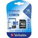 Verbatim memorijska kartica Premium Micro SDHC 16GB Class 10 + adapter | shoptok.hr