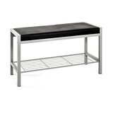 CARRYHOME garderobna klop črna, barve aluminija | Shoptok.si