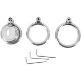 Fetish collection - mini kavez za penis s 3 zamjenjiva prstena za testise (srebrni) | shoptok.hr