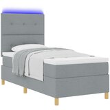 vidaXL Box Spring Postelja z Vzmetnico & LED Svetloba Siva 100x200 cm Tkanina | Shoptok.si