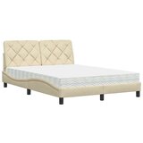 vidaXL Postelja z vzmetnico krem 120x200 cm blago | Shoptok.si