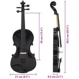 vidaXL Violina komplet z lokom in naslonom za brado črna 4/4, (21019506) | Shoptok.si
