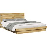  Okvir kreveta uzglavljem bez madraca 150x200 cm puno drvo hrast | Eponuda.com