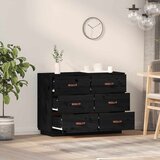  Komoda crna 100 x 40 x 75 cm od masivne borovine | shoptok.hr