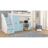 Molarem Home Drveni dječji krevet na kat Zuzia Plus s radnim stolom 200x80 cm - plavi Cijene