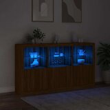 vidaXL Komoda z LED lučkami dimljen rjav hrast 181,5x37x100 cm | Shoptok.si