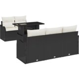 vidaXL 6-dijelni set sofe za vrt s jastučićima crni poliratan, 2-sjedala sofa za vrt s jastučićima crni poliratan | shoptok.hr