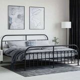Metalni okvir kreveta uzglavlje i podnožje crni 193x203 cm | shoptok.hr