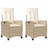 Maison Chic Nastavljivi vrtni stoli - Stol za vrt 2 kosa z blazinami bež poli ratan JS71, (21878378) | Shoptok.si