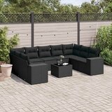  10-dijelni set vrtnih sofa s jastucima crni od poliratana | shoptok.hr