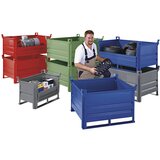 Heson zaboj za zlaganje z drsniki, dxš 800 x 500 mm, nosilnost 500 kg, modra, od 1 kosa | Shoptok.si