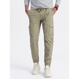 Ombre Men's JOGGERS pants with zippered cargo pockets - khaki | Shoptok.si