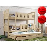 Molarem Home Drveni dječji krevet na kat Blanka s tri kreveta i ladicom - svijetlo drvo - 200*90 cm Cijene