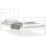 The Living Store Posteljni okvir z vzglavjem bel 90x200 cm trden les - Posteljni Okvir, (21524093) | Shoptok.si