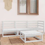  Sedežna garnitura 4-delna bela trdna borovina | Shoptok.si