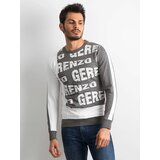 Fashionhunters Men's gray-and-white sweatshirt with inscriptions cene