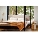 noo.ma Črna/bež jeklena oblazinjena zakonska postelja z ogrodjem za baldahin z letvenim dnom 180x200 cm Eton – | Shoptok.si