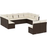 Maison Chic Seti vrtnega pohištva - Vrtna garnitura - Vrtni pohištvo set 11-delna z blazinami rjava poli ratan, (21816736) | Shoptok.si