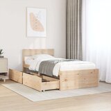 vidaXL Posteljni okvir s predali 90x200 cm trdna borovina | Shoptok.si