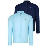 Dewberry DUAL SET G674 MENS SHIRT-NAVY BLUE-CYAN Cijene