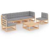 The Living Store Vrtna sedežna garnitura 7-delna z blazinami trdna borovina - Vrtna Sedežna Garnitura, (21421996) | Shoptok.si