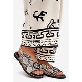 Boto Flat Sandals With Decoration Snake Pattern Beige-Brown Haliones | shoptok.hr