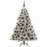  Umjetno božićno drvce s kuglicom 180 cm 300 LED lampica - Zelena i bijela 180 cm s LED-ima i crnim lopticama | shoptok.hr
