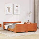 Maison Chic Posteljni okvir - Dvoposteljna postelja - Zakonska postelja brez vzmetnice voščeno rjav 135x190 cm borovina-J13327, (21764361) | Shoptok.si
