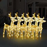 vidaXL Božični severni jeleni 6 kosov toplo beli 240 LED akril | Shoptok.si