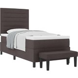  Postelja s škatlastim vzmetenjem z vzmetnico in klopjo temno rjava 90x200 cm tkanina, (22082844) | Shoptok.si