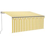 Maison Chic Ročno zložljiva tenda - Senčniki s senčilom LED 3,5x2,5 m rumena in bela, (22039095) | Shoptok.si