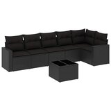  7-dijelni set vrtnih sofa od poliratana s jastucima crni | shoptok.hr