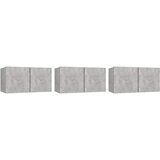 Viseći TV ormarići 3 kom siva boja betona 60 x 30 x 30 cm | Eponuda.com