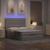  Otomanski krevet s madracem i LED smeđesivi 140x200 cm tkanine | shoptok.hr
