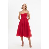 Carmen Red Tulle Stone Princess Prom Dress Cene