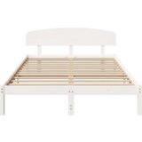 vidaXL Posteljni okvir z naslonom Bela 150x200 cm Trden les Bor | Shoptok.si