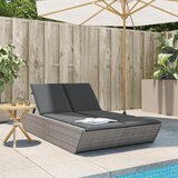 Maison Chic Dvojni Ležalnik - Sončna ležalnik z blazinami siv poli ratan, (22043406) | Shoptok.si