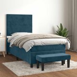 Box spring krevet s madracem tamnoplavi 100x200 cm baršunasti Cijene