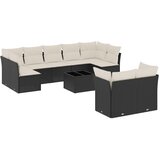  10-dijelni set vrtnih sofa s jastucima crni od poliratana | shoptok.hr