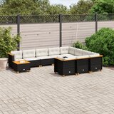  11-dijelni set vrtnih sofa od poliratana s jastucima crni 55 x 55 x 36 cm | shoptok.hr