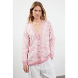 Trendyol Pink Wide Fit Houndstooth Knitwear Cardigan | shoptok.hr